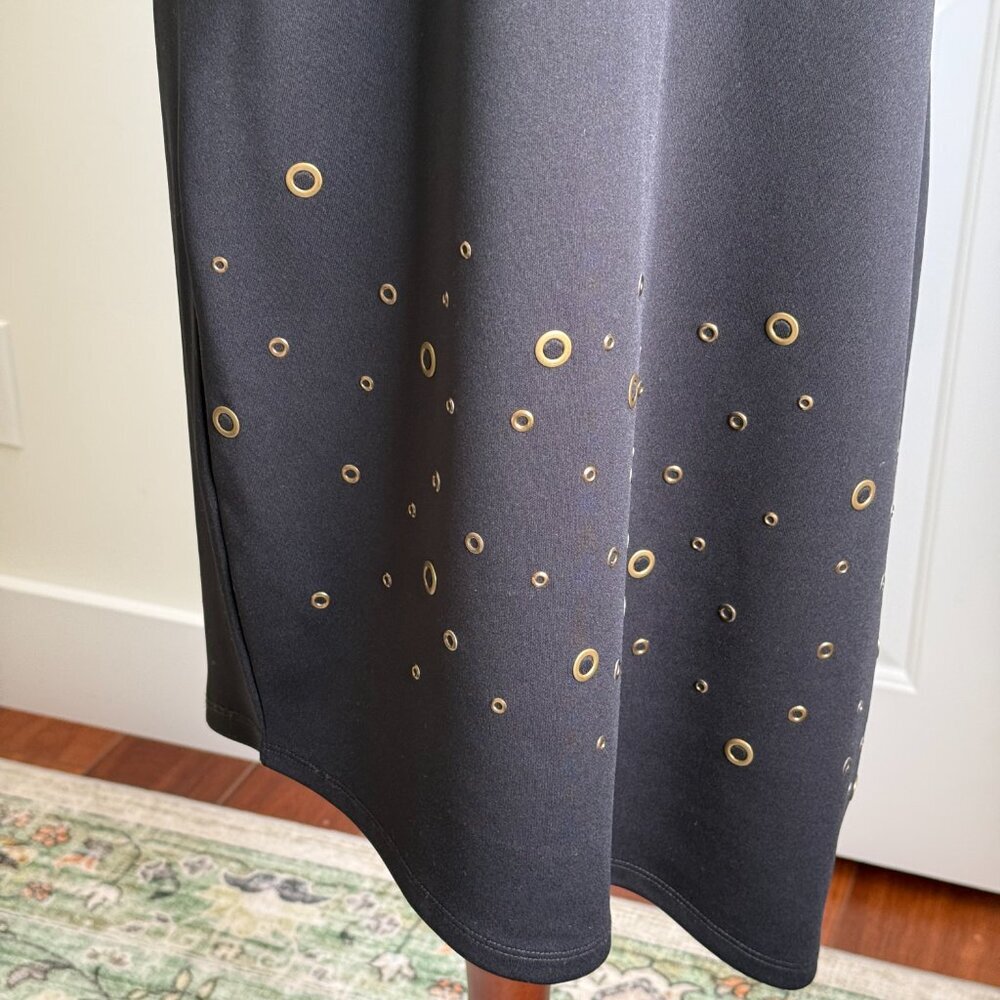 NWT Worthington Sleeveless Black Dress with gold hardware detailing size large - Picture 4 of 7
